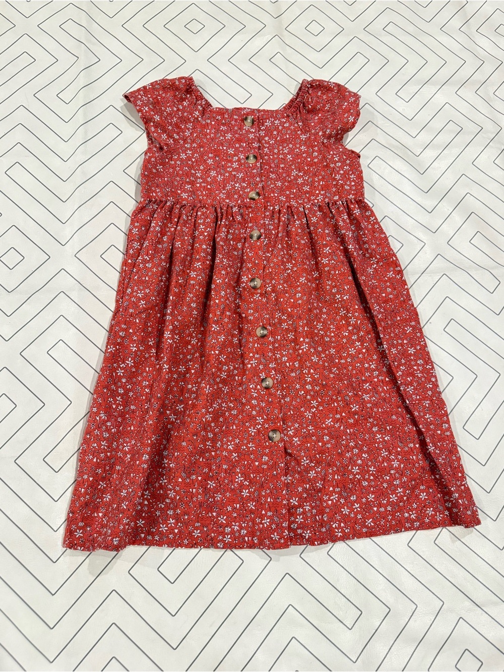 Tea Collection Red Floral Button-Front Dress